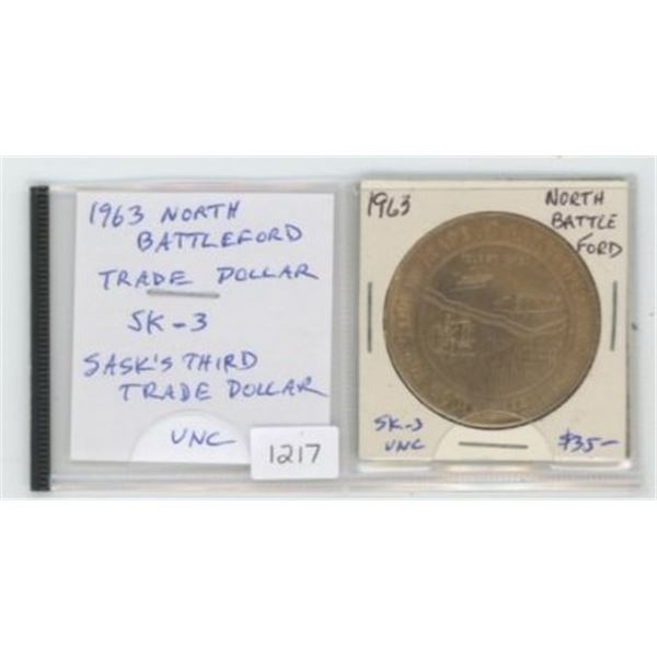 1963 North Battleford, Saskatchewan Trade Dollar. SK-3. Saskatchewan’s third issued Trade Dollar. Un