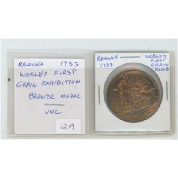 1933 Regina. World’s First Grain Exhibition medal. Bronze. Unc. Scarce.