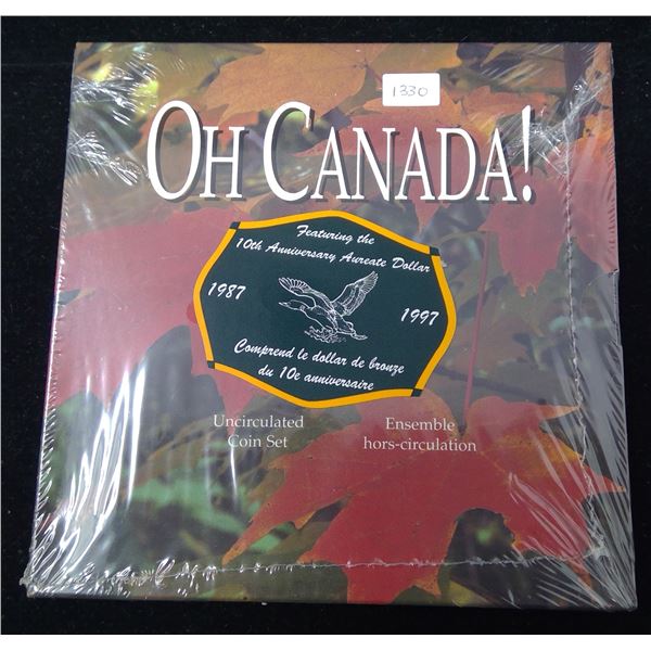 1987-1997 Oh Canada set. 7-coin set. Commemorates the 10th Anniversary of the Loonie. Includes speci