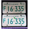 Image 1 : Matched Pair Sask 1970  Farm Plates