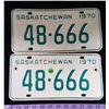 Image 1 : Matched Pair Sask 1970 Car Plates