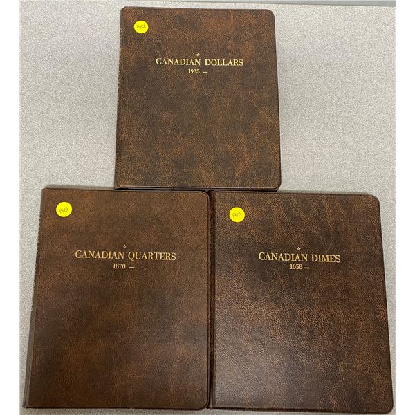 (3) Binders To Hold Canadian Dimes + Canadian Quarters + Canadian Dollars (5-6 Sheets In Each Binder