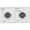 Image 1 : 1976 & 1983 1 Cent Canadian Coins