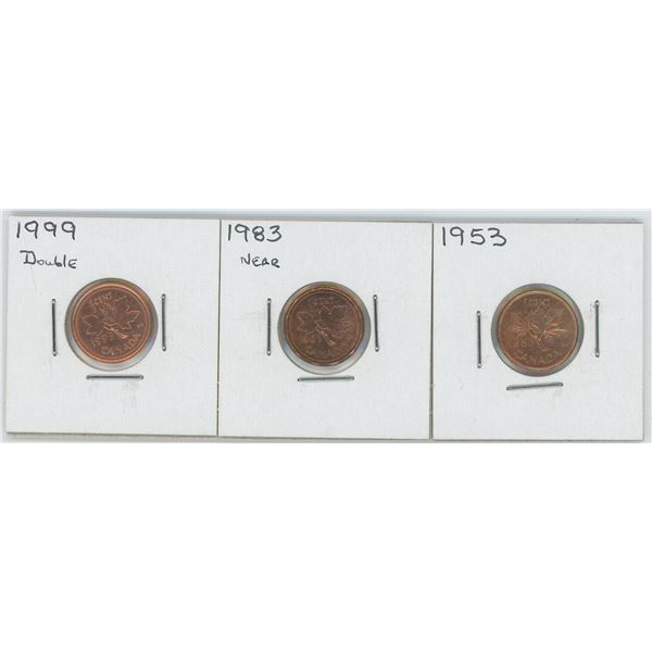 1953 & 83 & 1999 Canadian One Cent Coins