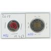 Image 1 : 2011 Canadian 2 Dollar Coin & 2015 Canadian 25 Cent Coin