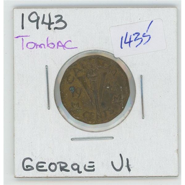 1943 George VI Canadian 5 Cent Coin