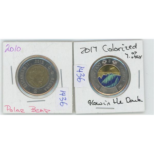 2017 Colorized Glow in the Dard 2 Dollar Canadian Coin