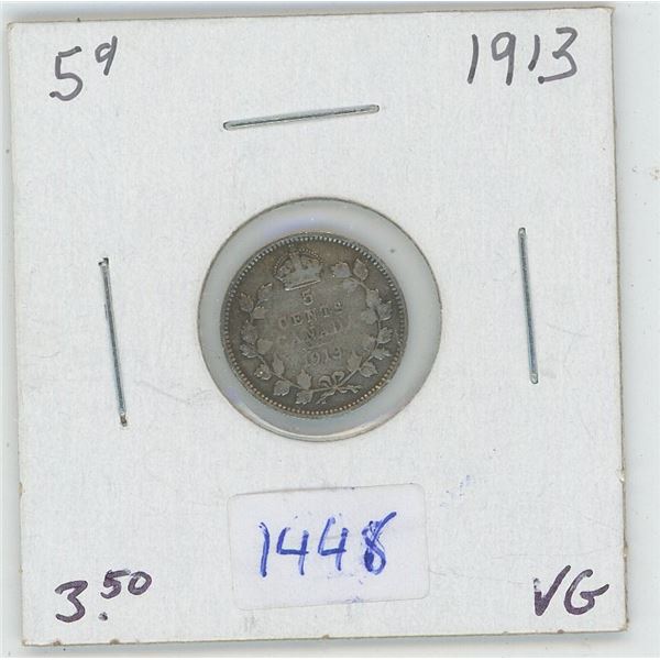 1913 5 Cent Canadian Coin