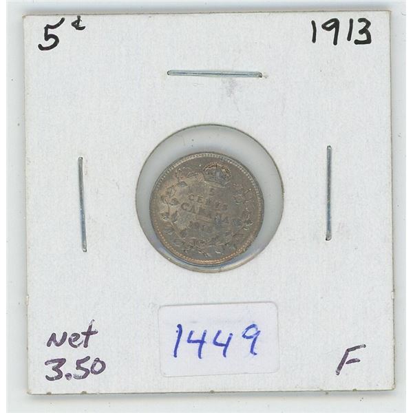 1913 5 Cent Canadian Coin