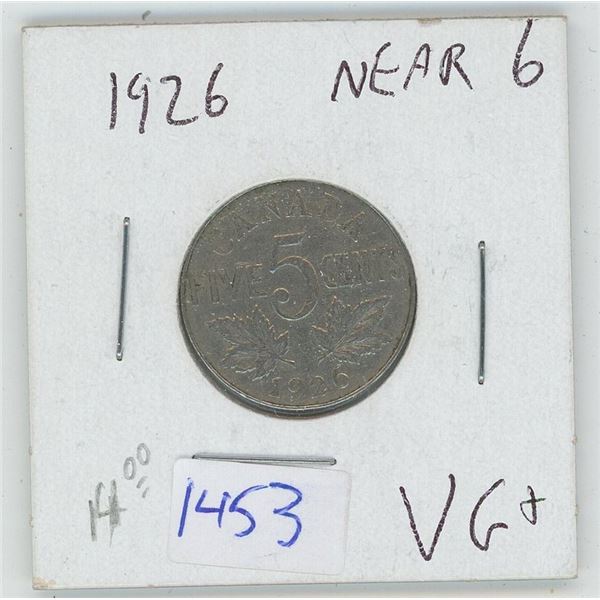 1926 5 Cent Canadian Coin