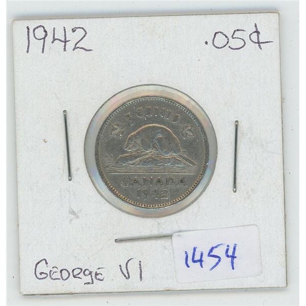 1942 5 Cent Canadian Coin
