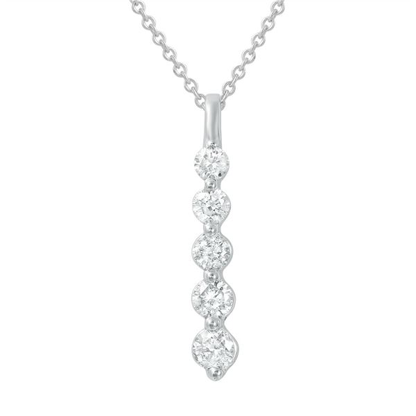 Natural 0.50 CTW Diamond Necklace 14K White Gold - REF-58T5X