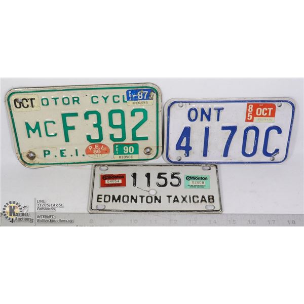 VINTAGE LICENSE PLATES- TAXI & MOTORCYCLE  (3)