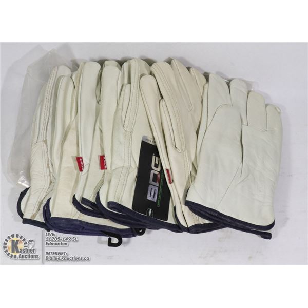 BAG OF SIX PAIRS LINED LEATHER GLOVES