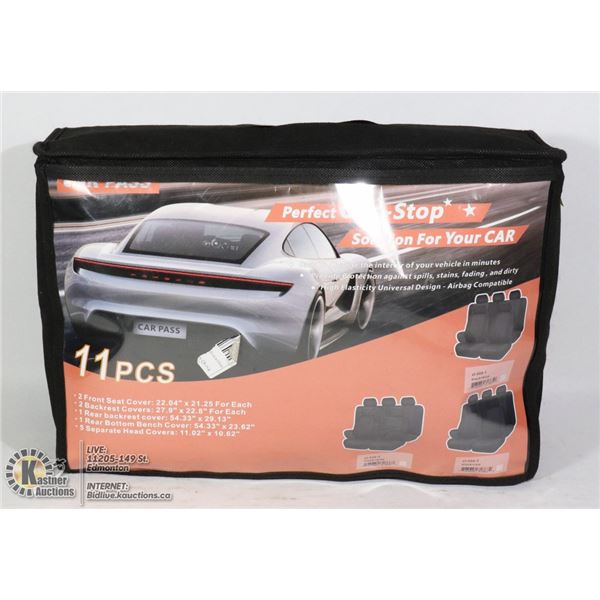 11 PCS SEAT COVER SET BLACK AND BLUE