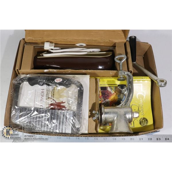 FLAT OF NEW & VINTAGE KITCHEN ITEMS