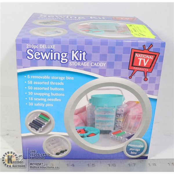 NEW 210PC SEWING KIT WITH STORAGE CADDY