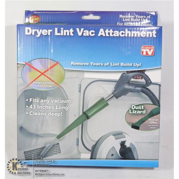 NEW DRYER LINT VAC ATTACHMENT, FITS ANY VACUUM