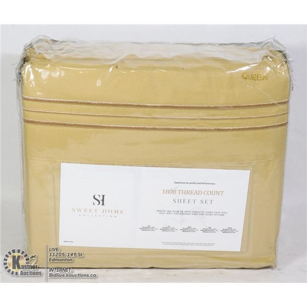 SWEET HOME 1800 THREAD COUNT QUEEN SHEET SET