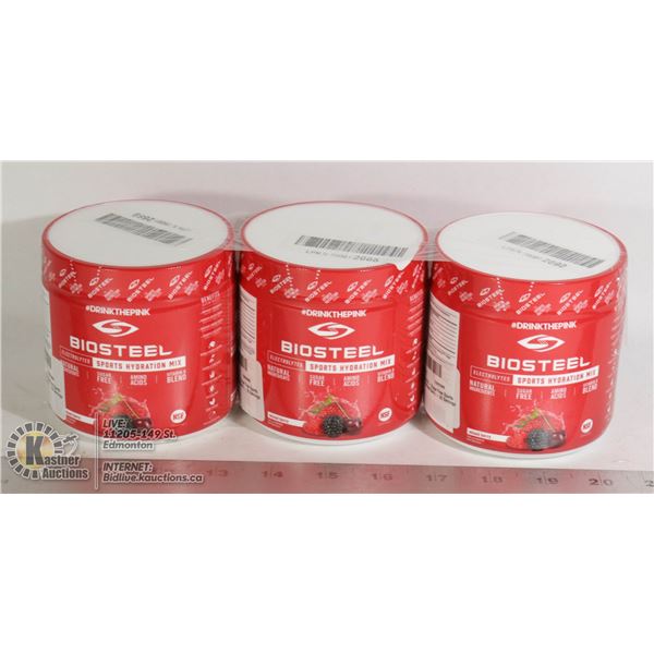 LOT OF 3 BIOSTEEL SPORTS HYDRATION MIX