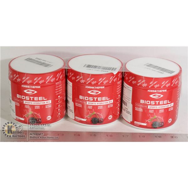 LOT OF 3 BIOSTEEL SPORTS HYDRATION MIX