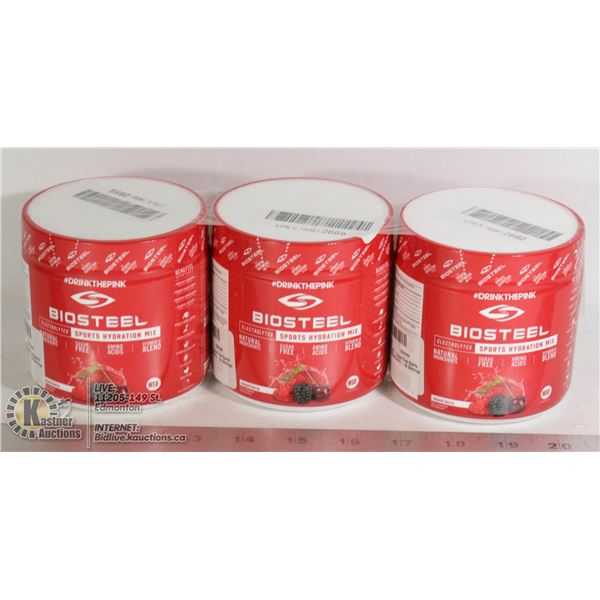 LOT OF 3 BIOSTEEL SPORTS HYDRATION MIX