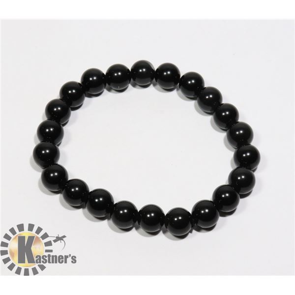 #232-RAINBOW BLACK OBSIDIAN BRACELET 8mm/ 7.5"