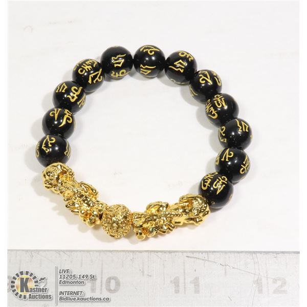 #305-FENG SHUI BLACK OBSIDIAN BEAD BRACELET