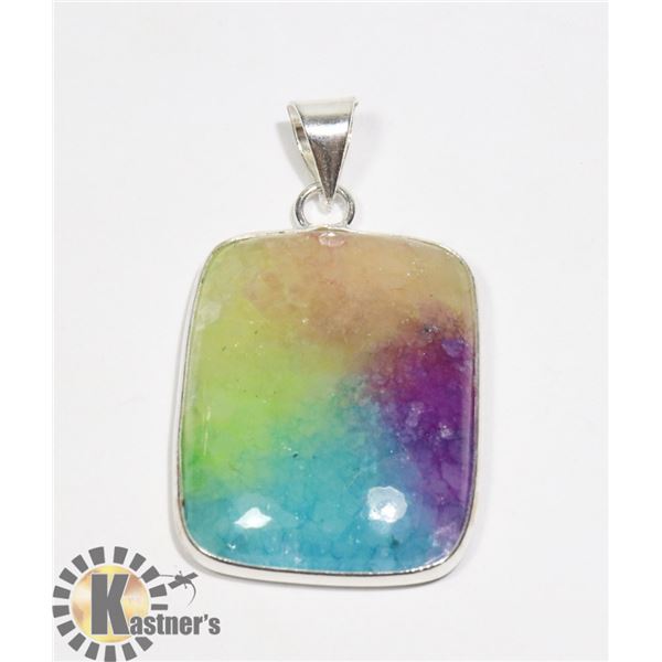 #108-RAINBOW SOLA QUARTZ PENDANT