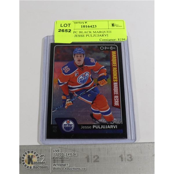 2016-17 OPC BLACK MARQUEE ROOKIES JESSE PULJUJARVI