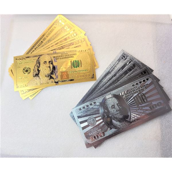 29) LOT OF 7 US COLORIZED GOLD GOLD FOIL
