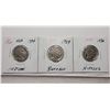 Image 1 : 38)  LOT OF 3 INDIAN HEAD US 5 CENT COINS, 1929,