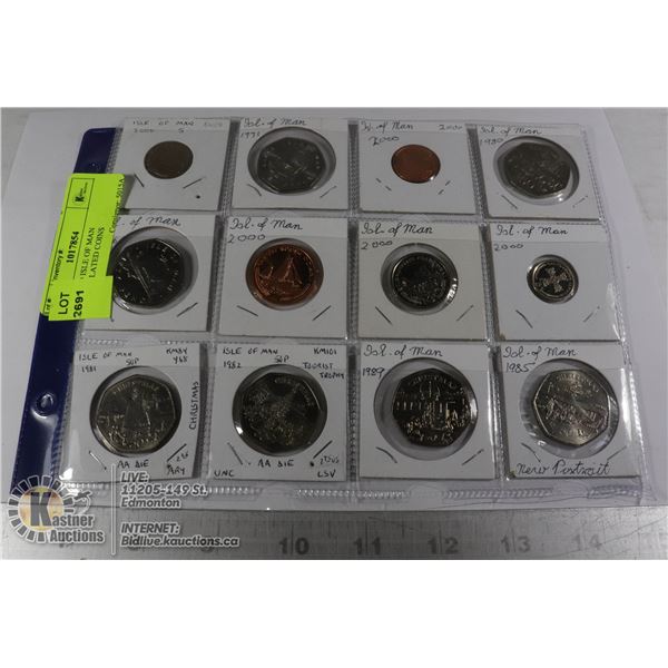 12 MIXED ISLE OF MAN UNCIRCULATED COINS