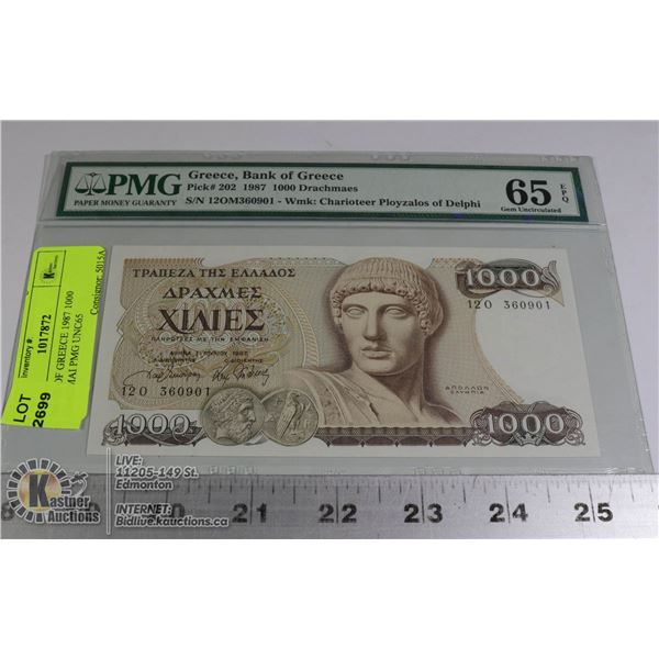 BANK OF GREECE 1987 1000 DRACMAI PMG UNC65