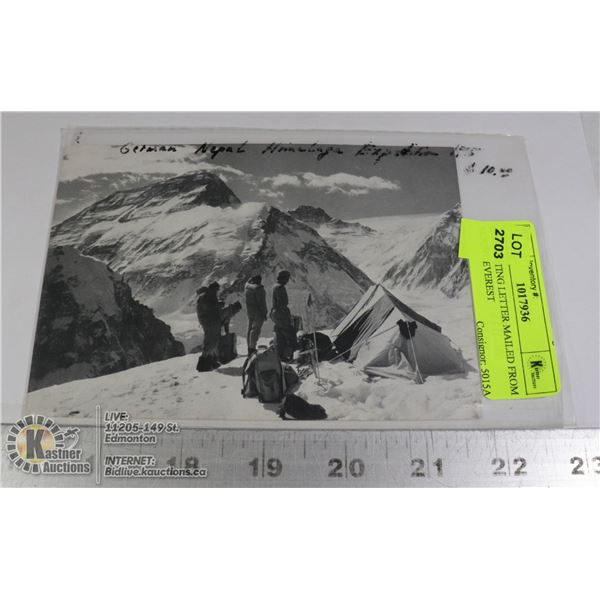 INTERESTING LETTER MAILED FROM MOUNT EVEREST