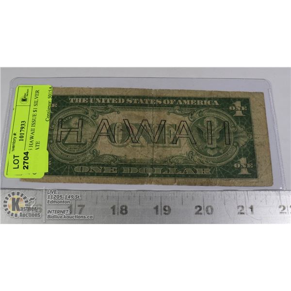 RARE 1935 HAWAII ISSUE $1 SILVER CERTIFICATE
