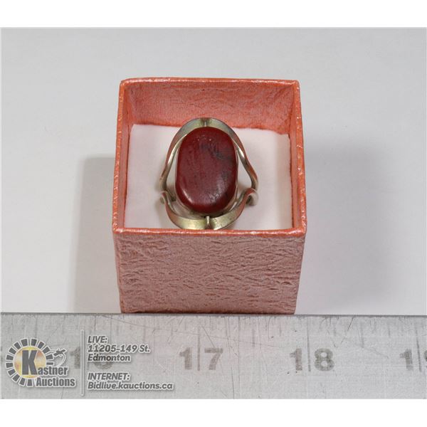 SILVER RING WITH RED STONE