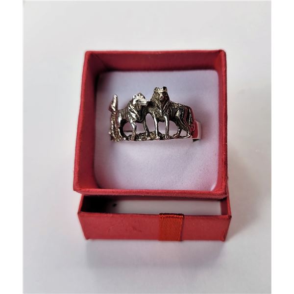 13)  STAMPED 925 SILVER GROUP OF 3 WOLVES