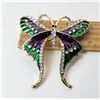 Image 1 : 22)  GOLD TONE, WITH GREEN & PURPLE ENAMEL