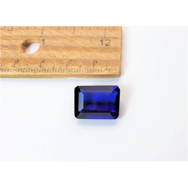 20)  EMERALD CUT 11 CT LAB CREATED SAPPHIRE
