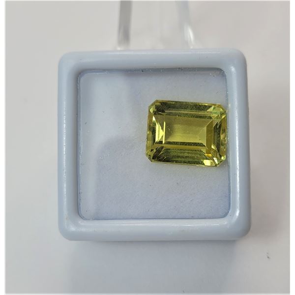 15)  NATURAL EMERALD CUT YELLOW/GREEN