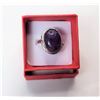Image 1 : 11)  OVAL PURPLE AMETHYST RING SET IN SILVER