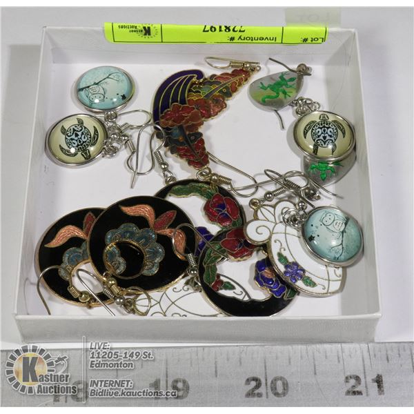 BOX OD CLOISONNE EARRINGS AND MORE
