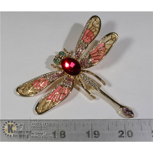 DRAGONFLY RHINESTONE BROOCH