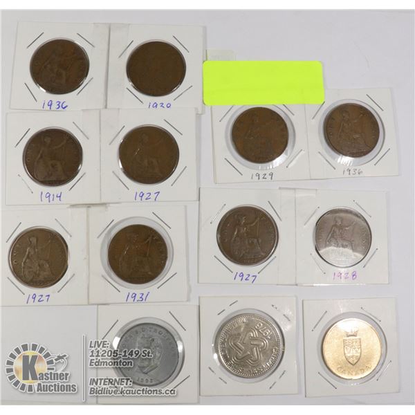 FLAT OF ASSORTED COINS AND TOKENS