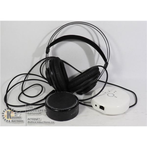 2 BLUETOOTH SPEAKERS WITH AKG HEADPHONES