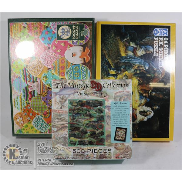FACTORY SEALED 3 PUZZLES INCLUDES COBBLE HILL,