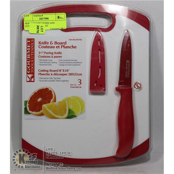NEW GOURMET KNIFE AND CUTTING BOARD SET
