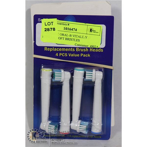 8 GENERIC ORAL-B VITALITY REFILLS, SOFT BRISTLES