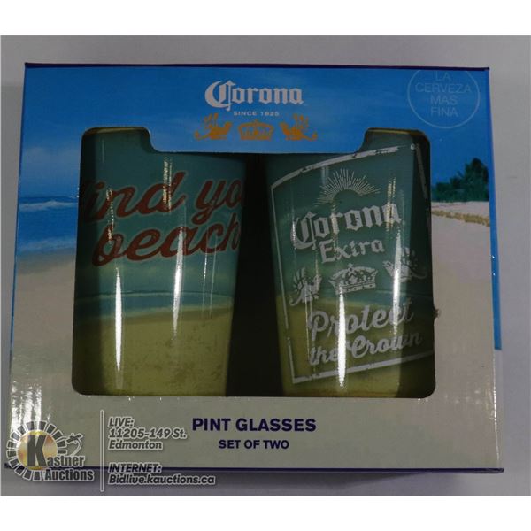 NEW 2PC CORONA PINT GLASSES SET